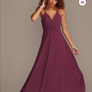 NWT !! David’s Bridal Long Spaghetti V Neck (WINE)